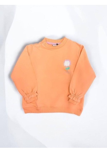 Zekids Kız Bebek Çiçek Baskılı Basic Sweatshirt-14453 Somon