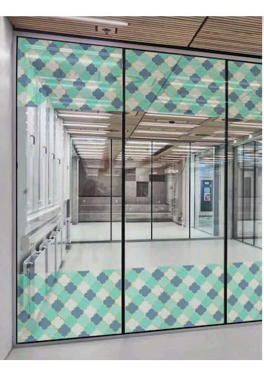 Vitray Desen Yapışkanlı Şeffaf Folyo 67cmx 2 Metre Gri - Yeşil