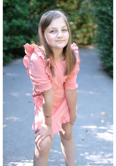 Pamuk Fırfırlı Elbise Mercan Nanna Fashion 2022-G-0004