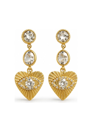 Çelik Kalp Taşlı Küpe Gold 23128541