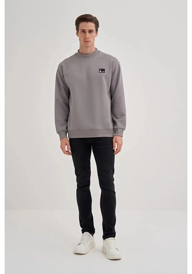 Cazador Relax Fit Pamuk Karışımlı Scuba Kumaş Sweatshirt-52480 Gri