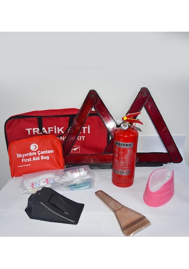Dikdörtgen Trafik ve İlkyardım Seti Çantası Reflektör ve Mapeks A