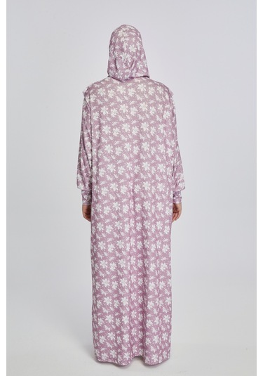 Pratik Tek Parça Manolya Desenli Namaz Elbisesi Pembe