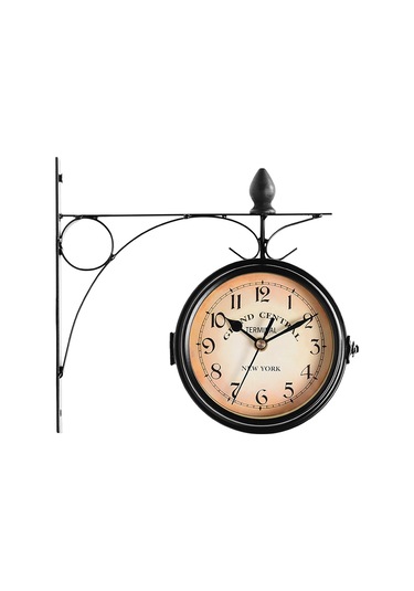 Qingmipy "retro Çift Taraflı Duvar Saati - Sessiz Mekanizma İle Şık Dekorasyon" Siyah