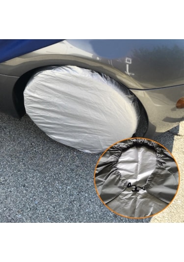 4adet Oxford Kumaş Araba Suv Lastik Kapağı 68-73cmx32cm Tekerlek Kol Çantası - Gümüş