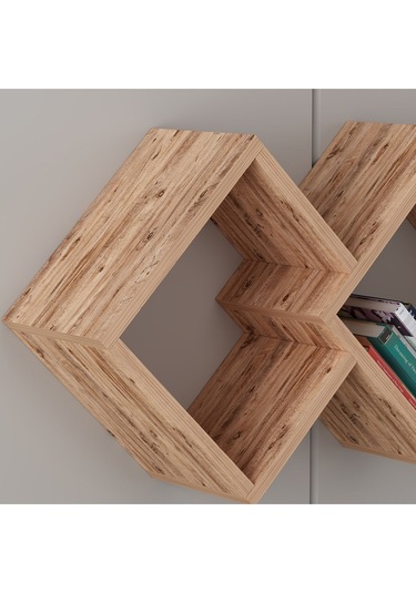 Galaxy Duvar Rafı Ahşap Siyah - Atlantik Çam Atlantik Çam