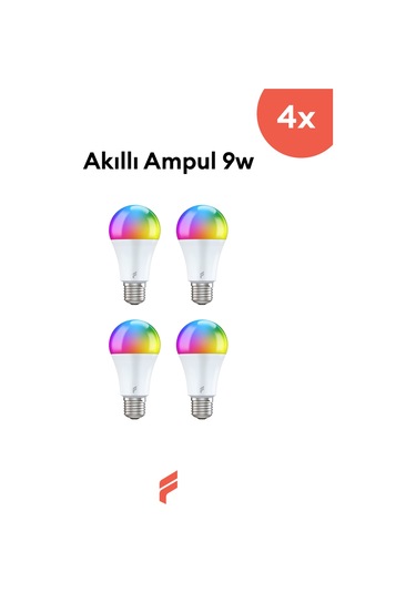 Fonri Akıllı Ampul 4'lü Set, 9w, Titreşimsiz, 16 Milyon Renk, Sesli Kontrol, Wifi Kontrol, Garantili