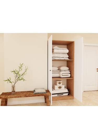 Fırtına 2 Kapaklı Gardırop Meşe Rengi