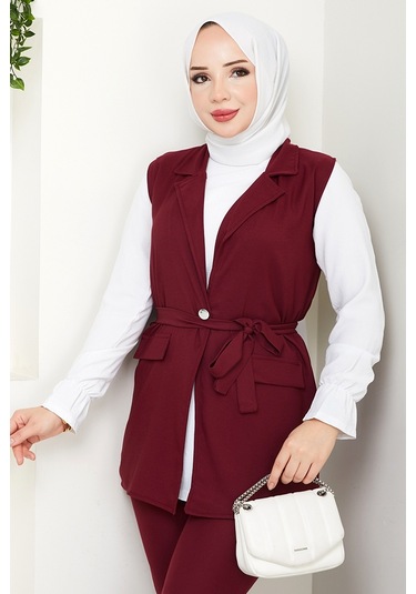 Niyar Yelek Pantolon İkili Takım 1530 - Bordo Bordo