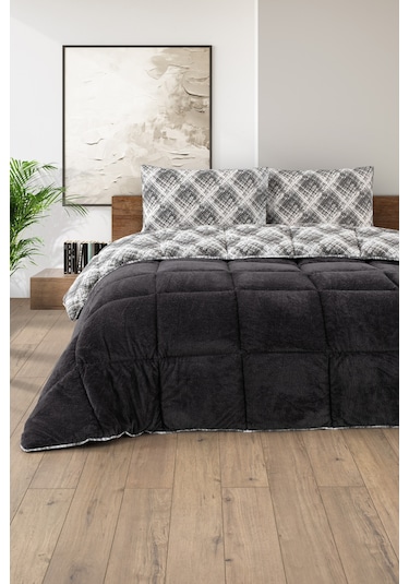 Battal Wellsoft Yorgan Çift Taraflı Yastık Kılıflı 215x235 Cm Siyah