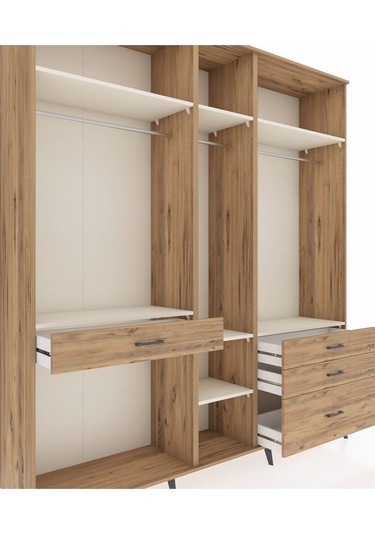 Hyperion Dolap 7 Raflı 4 Çekmeceli 3 Askılı 220x44x243 Çam-aytaşı/çam Aytası/atlas Çam