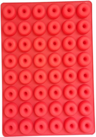 Kırmızı 48 Bile Simülasyon Donut Çikolata Kalıp Oyuncak Silikon Kalıp Yüksek Sıcaklığa Dayanıklı Kalıp Ayırıcı