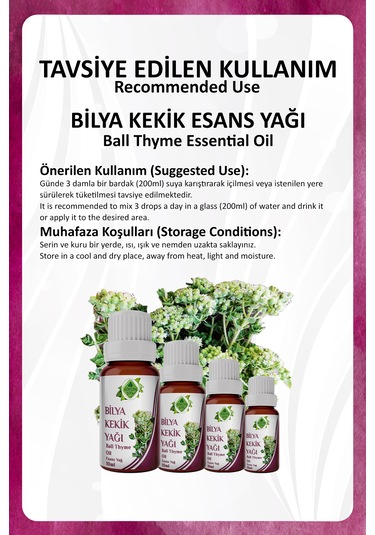 Bilya Kekik Yağı Ball Thyme Essential Oil 10 Ml.