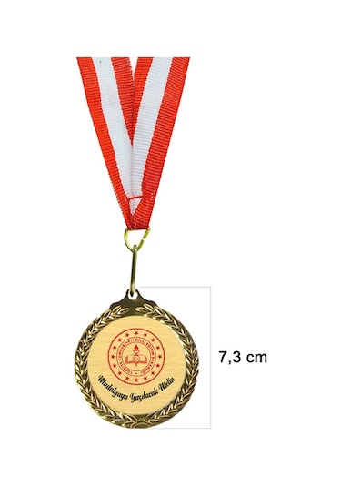 7,3 Cm Altın Renk Zeytin Dalı Madalya Kişiye Özel Yazı Alanlı Ödül Madalyası Sarı