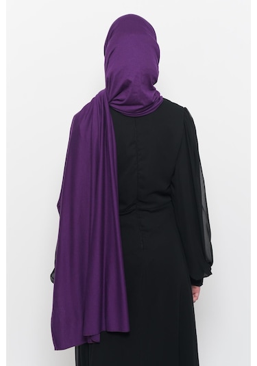 Hazır Pratik Geçmeli Lüks Düz Penye Şal Çapraz Hizalı Mürdüm