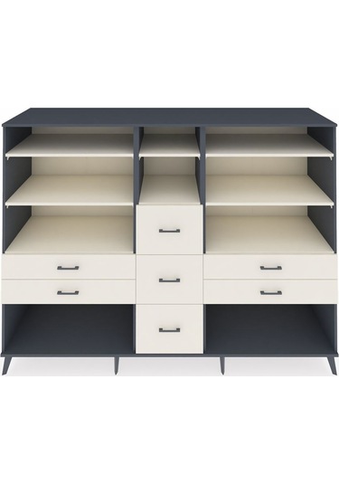 Kronos Dolap 8 Raflı 7 Çekmeceli 220x59x163 Antrasit-aytaşı Antrasit-aytaşı