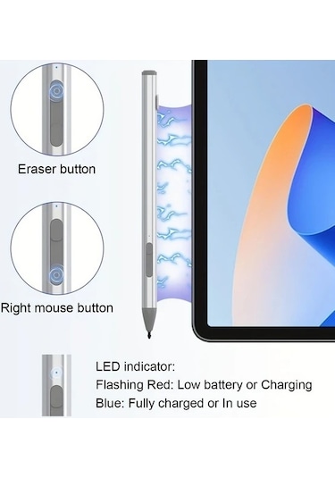 Fastbuy Silvery Surface Pro 11/9/10/8 İçin Yüksek Kaliteli Stylus Kalem