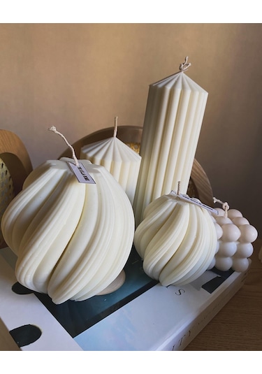 5'li Doğal Dekoratif Mum Seti %100 Soya Wax