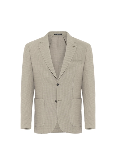 Süvari Haki Slim Fit Desenli Mono Yaka 6 Drop Ceket
