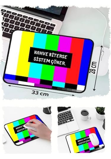 Kahve Error Tasarımlı 33x28 Cm Mousepad Kaymaz Taban Rahat Konforlu Mouse Pad