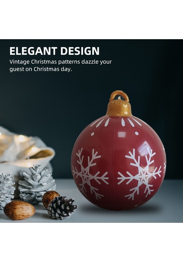 Gajeena Kırmızı Buz Karı Desenli 60cm Pvc Noel Balonu - Dışarıda/içerde Kullanım, Su Geçirmez Bahçe Ve Ev Dekorasyonu Çok Renkli