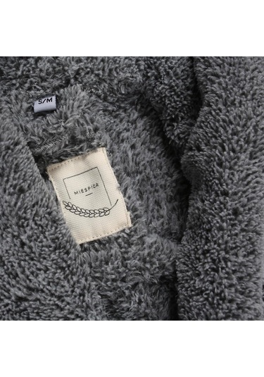 Uzun Welsoft Kapüşonlu Kadın Sabahlık Gri