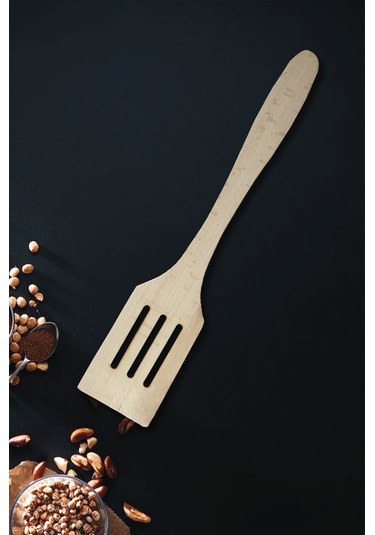 Standlı Ahşap Tahta Kaşık Servis Sunum Ahşap Doğal Ağaç 5 Parça