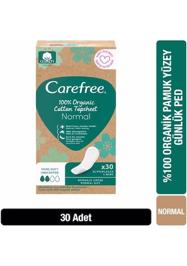 Carefree Organic Cotton Topsheet Normal Günlük Ped 30'lu