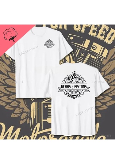 Laoyaoyifu Çapraz Pistonlar Mekanik Grafik T-shirt Erkekler Pamuklu Tee Gömlek Streetwearordu Yeşil Ordu Yeşil