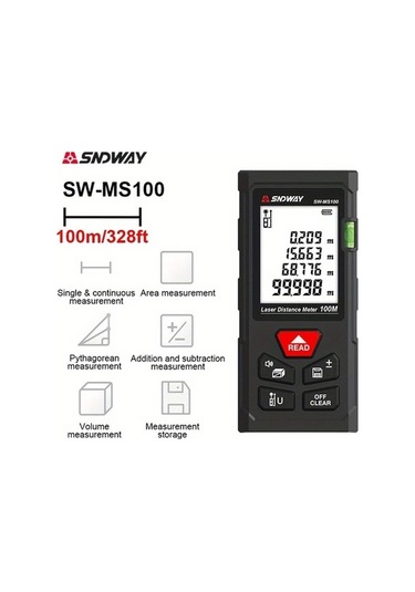 Besthome1 Dream011 Snwy Lazer Ölçer 100m 328.08 Fit Ekran Baloncuk Seviyesi Sürekli Ölçüm Profesyonel