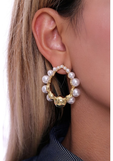 Bhs Life Kadın 925 Ayar Gümüş Özel Halka İnci Küpe Gümüş