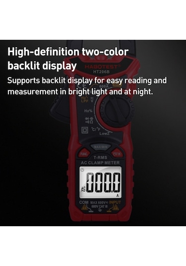 Habotest Ht206b Otomatik Kademe Ayarlı Yüksek Hassasiyetli Dijital Kelepçe Multimetre