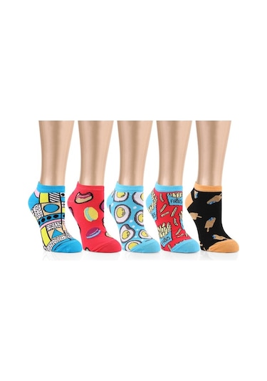 Ozzy Socks 5 Çift Eğlenceli Desenler Kadın Patik Çorap Ozzyp002 Çok Renkli