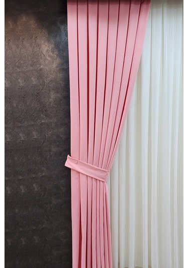 Mosso Fon Perde Düz Renk Pembe
