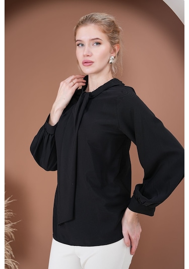 Rima Elegance Bağlamalı Bluz Siyah
