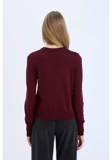 Defacto Regular Fit Bisiklet Yaka Hırka E5032ax24wnbr467 Bordo