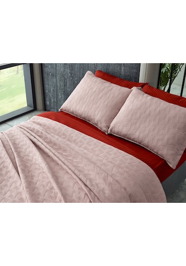 Arya Tek King Size Yatak Örtüsü - Pudra