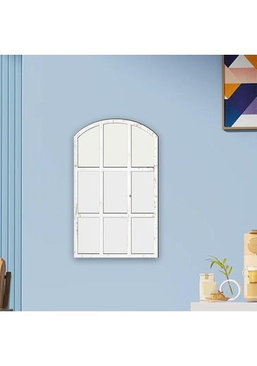 Pazly Taklit Suntek Kemerli Izgara Duvar Bölmesi Ayna Beyaz