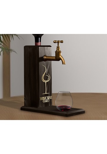 Bk Gift Aynalı Altın Kabartma Musluklu Doğal Siyah Ebony Ahşap Şarap Standı, Home Bar, İçecek Dispenseri, Ahşap İçecek Çeşmesi-15