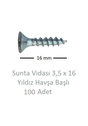 Sunta Vidası, 3,5 X 16 Mm, 100 Adet, Yhb Vida 3,5 x 16