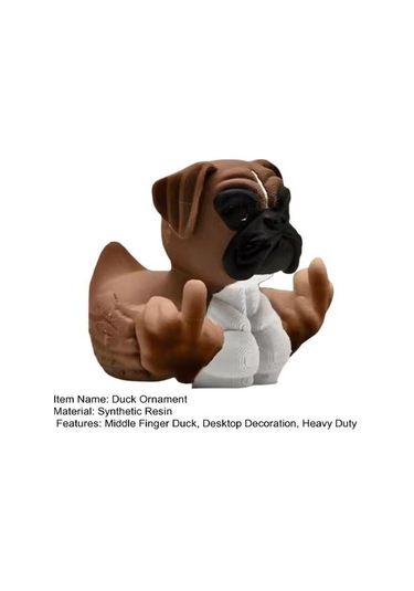 Orta Parmak Boksör Köpek Ördek Figürin Küçük Bulldog Ördek Reçine Heykeli Heykel Hayvan Modeli Ev Ofis Kitaplık Masaüstü Dekorasyonu Süs