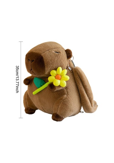 Yunboo Capybara Yumuşak Peluş Çocuk Sırt Çantası, Taşınabilir Eğlence, 27x23 Cm, Turuncu Renkli, Leashli