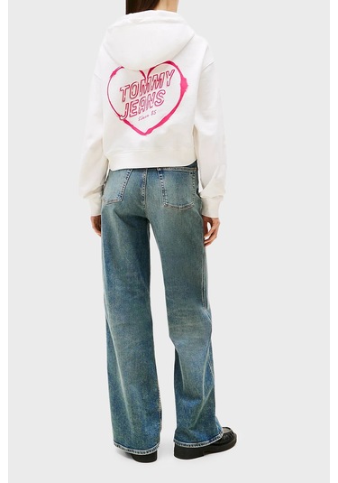 Tommy Jeans Bayan Sweat Dw0dw21408 Ybl Beyaz Beyaz