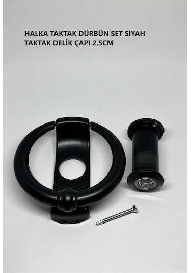 Homdep Dürbünlü Çelik Kapı Halka Model Taktak Tokmağı Delik Çapı 2,5cm Renk: Siyah