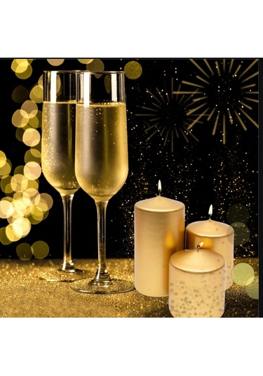 Denic 3 lü Mum Seti  Metalik Gold Blok Mum Metalik Silindir Mum Baton Mum