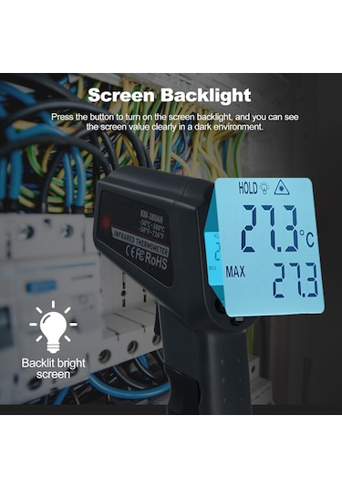 Springsun Km-380ah -50 380 /-58 716 Temassız Kızılötesi Termometre Ir Termometre Elde Taşınabilir Dijital Sıcaklık Ölçer Arka
