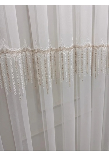 Nivemeshome 2571 V -117 Reina Gold 1/2,5 Pileli Bambu Tül Perde 400x280