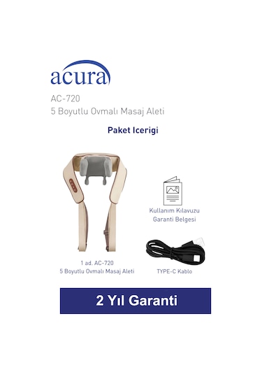 Acura Ac-720 5 Boyutlu, Isıtmalı Ovmalı Masaj Aleti Bej
