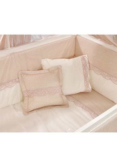 Meltem Kids Mondo İncili Pembe Pamuklu Bebek Uyku Seti 60 x 120 CM Pembe