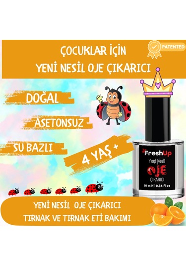 Freshup Yeni Nesil Çocuk İçin Portakal Kokulu Oje Çıkarıcı 10 ML